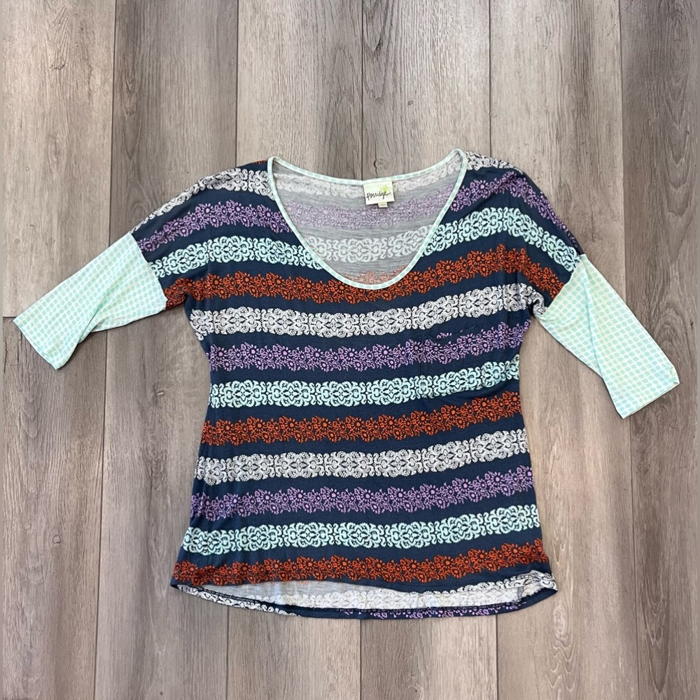 Porridge Anthropologie 3/4 Sleeve colorful Blousee